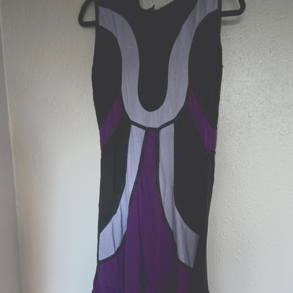 Jezzebel black & purple sleeveless hooded midi dress size large